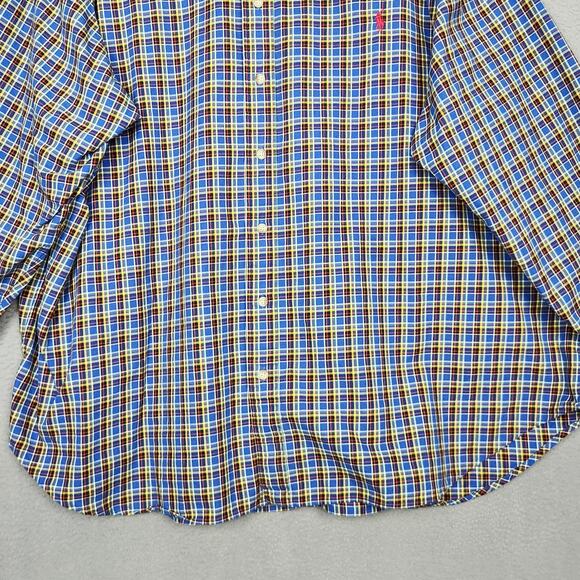 Ralph Lauren Shirt Mens 3XB Big Blue Plaid Classic Fit Button Down Long Sleeve - Picture 6 of 16